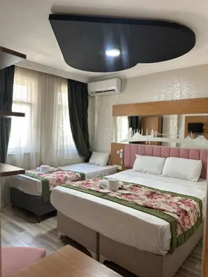 a hotel room with two beds and a tv at Divas Silver in Istanbul