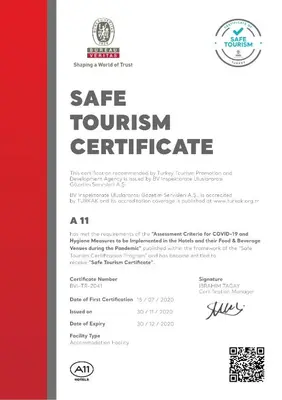 a resume template for a state tourism certificate with a red and white at A11 Hotel Atasehir in Istanbul