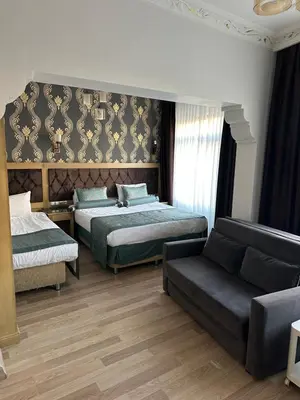 a living room with two beds and a couch at Blue Tuana Hotel Old City in Istanbul