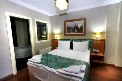 a hotel room with a bed and a bath tub at Agora Boutique Hotel & Bistro in Istanbul
