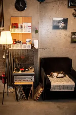 a dog laying on a bed in a room at Peradays in Istanbul