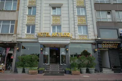a hotel akvlp building on a city street at Hotel Akyildiz in Istanbul