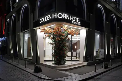 a store front with a large flowering plant in the window at Golden Horn Bosphorus Hotel in Istanbul