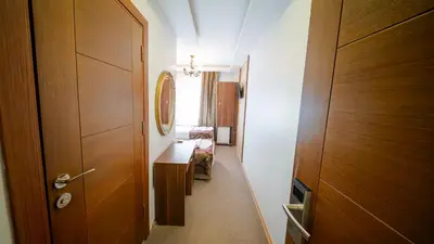 a hallway of a hotel room with a door at Sahil Boutique Hotel in Istanbul