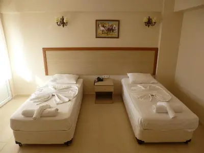 a room with two beds in a room at Istanbul Yildiz Hotel in Marmaraereglisi