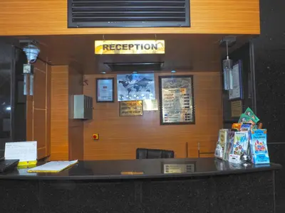 a fast food restaurant with a sign on the counter at Grand Emir Hotel Old City in Istanbul
