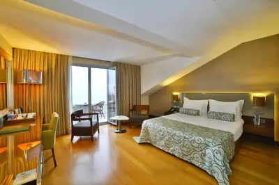 a hotel room with a bed and a desk at Innova Sultanahmet Istanbul in Istanbul