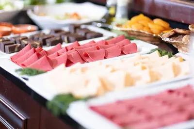 a buffet of different types of food on a table at Balin Hotel - Special Category in Istanbul