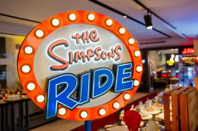 a sign that says the simpsons ride in a restaurant at Vespia Hotel in Istanbul