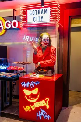 a clown in a display case in a store at Vespia Hotel in Istanbul