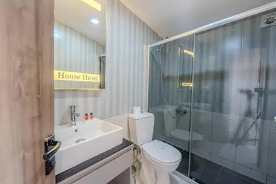 a bathroom with a toilet and a shower and a sink at Best House Hotel OLD TOWN in Istanbul