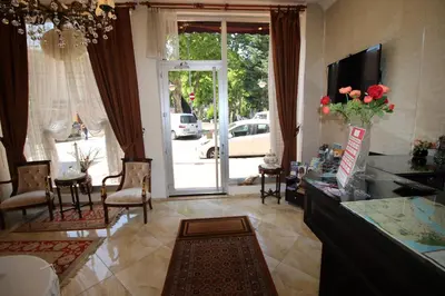a living room with a view of a street at Sultans Hotel in Istanbul