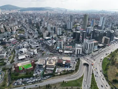 an aerial view of a city with traffic at Asia City Hotel Istanbul in Istanbul