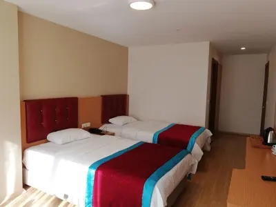 a hotel room with two beds in a room at BURSA ŞAHiN HOTEL in Bursa