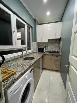 a kitchen with a sink and a washing machine at donat suites apartment in Istanbul