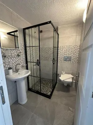 a bathroom with a shower and a sink and a toilet at Hotel Estambul in Istanbul