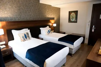 a hotel room with two beds in a room at Rhiss Hotel Bostanci in Istanbul