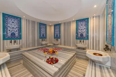 a large bathroom with two sinks and a tub at Darkmen Hotel in Istanbul