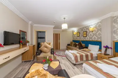 a hotel room with two beds and a television at Ista Palace Hotel in Istanbul