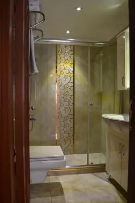 a bathroom with a shower and a toilet and a sink at Grand Fatih Hotel in Istanbul