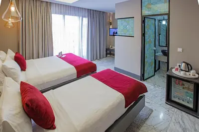 a hotel room with two beds and a television at Nowy Efendi Hotel - Special Category in Istanbul