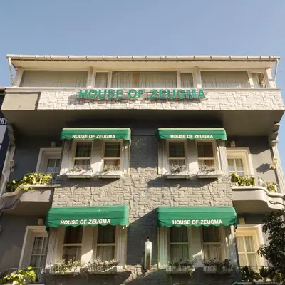 a building with a house of antiquities sign on it at Zeugma Hotel Sultanahmet in Istanbul