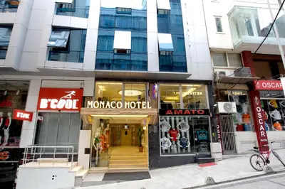 a store front of a building on a city street at Monaco Hotel in Istanbul