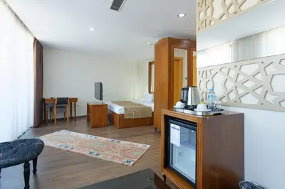a hotel room with a bed and a tv in a room at P Galata Hotel - Special Category in Istanbul