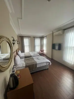 a large bedroom with a large bed and a mirror at Ottoman Elegance Hotel in Istanbul