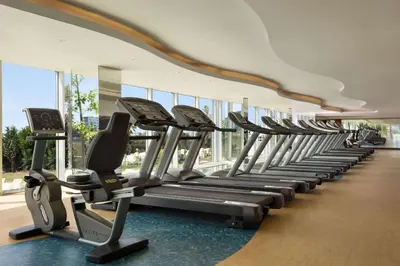 a row of cardio machines in a gym at Wyndham Cerkezkoy in Cerkezkoy