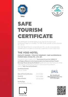 a flyer for a safe tourism centric hotel at The Void Hotel in Istanbul