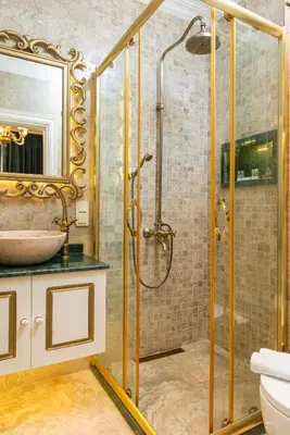 a bathroom with a shower and a sink at Begonville 2 Mansion Oldcity in Istanbul