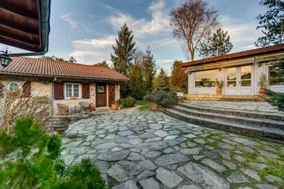 a house with a stone driveway in front of a house at Casa Lavanda Boutique Hotel in Sile