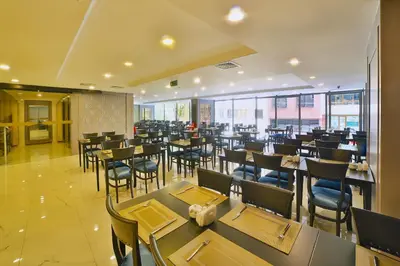 a restaurant with tables and chairs in a room at Four Sides Taksim Lion Hotel&Spa in Istanbul