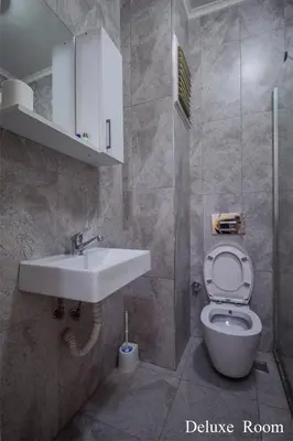 a bathroom with a toilet and a sink and a shower at PUHU OTEL in Istanbul