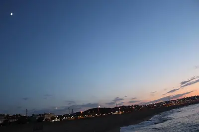 a view of the beach at night at istanbul Airport Kumsal Otel in Arnavutköy