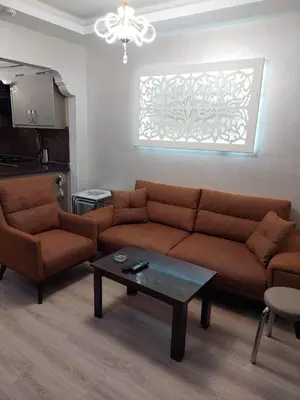 a living room with a couch and a coffee table at Çelebi Suite Home in Istanbul