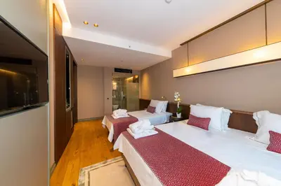 a hotel room with two beds in a room at Opale Hotel in Istanbul