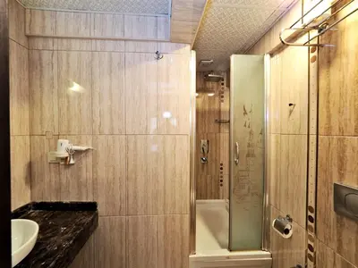 a bathroom with a shower and a sink at Elysion Hotel in Istanbul