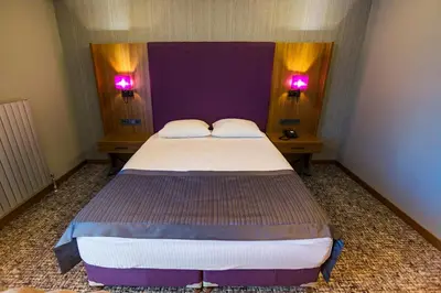 a large bed in a room with two lamps at BUSINESSPALAS DELUXE in Izmit