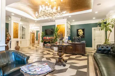 a living room with a couch and a table at Myy Boutique Hotel in Istanbul