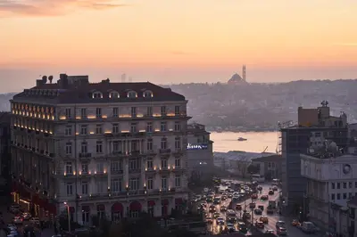 a city with a building and a street with cars at Stay Lab Residence in Istanbul