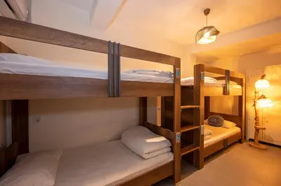 a bunk bed room with two bunk beds in it at Taksim Square Hostel in Istanbul