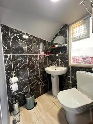 a bathroom with a white toilet and a sink at Galaxy Hotel Sultanahmet in Istanbul