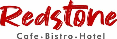 a red logo for a cafe with a coffee jug at Red Stone Hotel in Istanbul