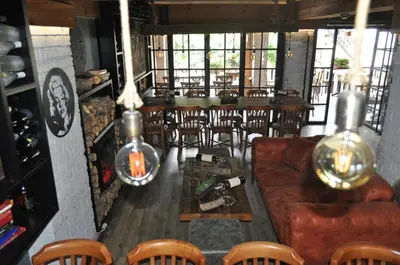 an overhead view of a restaurant with tables and chairs at Barkod Otel in Istanbul