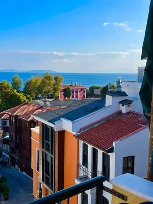 a view of the ocean from a building at Mytra Hotel in Istanbul