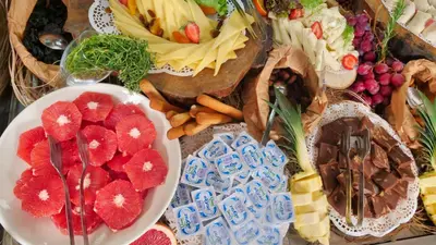 a bunch of different types of food on a table at Hotel Black Tulip in Istanbul