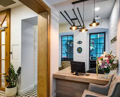 an office with a desk with a computer at Petros Hotel in Istanbul