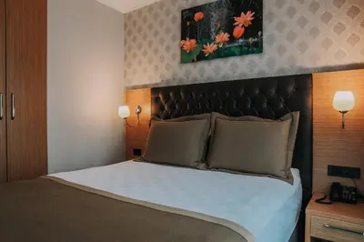 a bedroom with a large bed in a room at Otel Grand Lark İstanbul in Istanbul